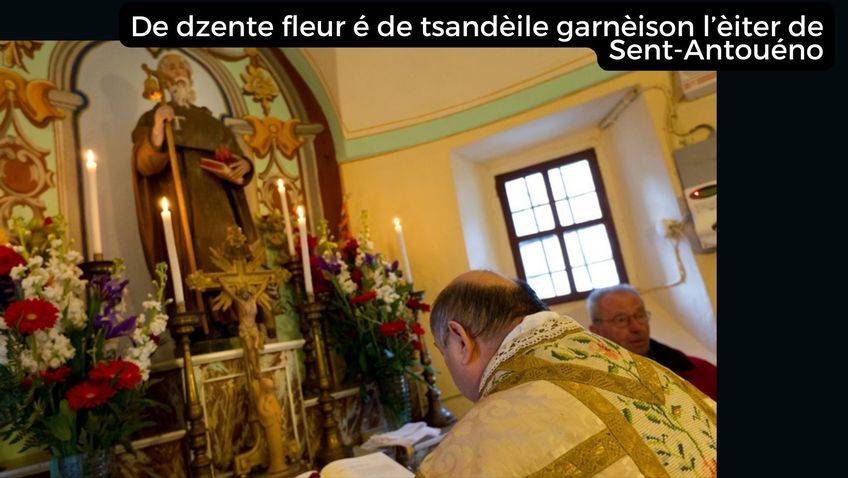 De belles fleurs et des chandelles décorent l’autel de Saint-Antoine 