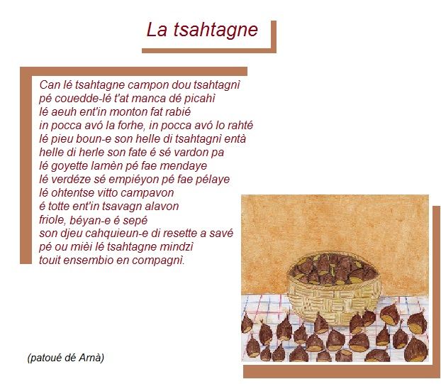 Visualizza immagine poesia sulla castagna - le châtaignier - patois francoprovenzale