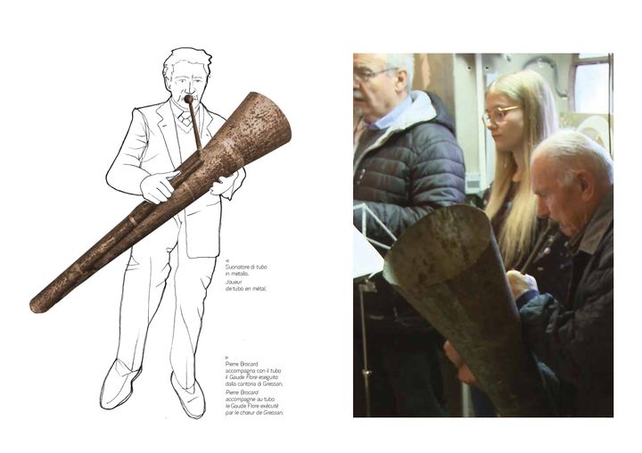 Visualizza immagine Pierre Brocard accompagna con il tubo il Gaude Flore eseguito dalla cantoria di Gressan.
